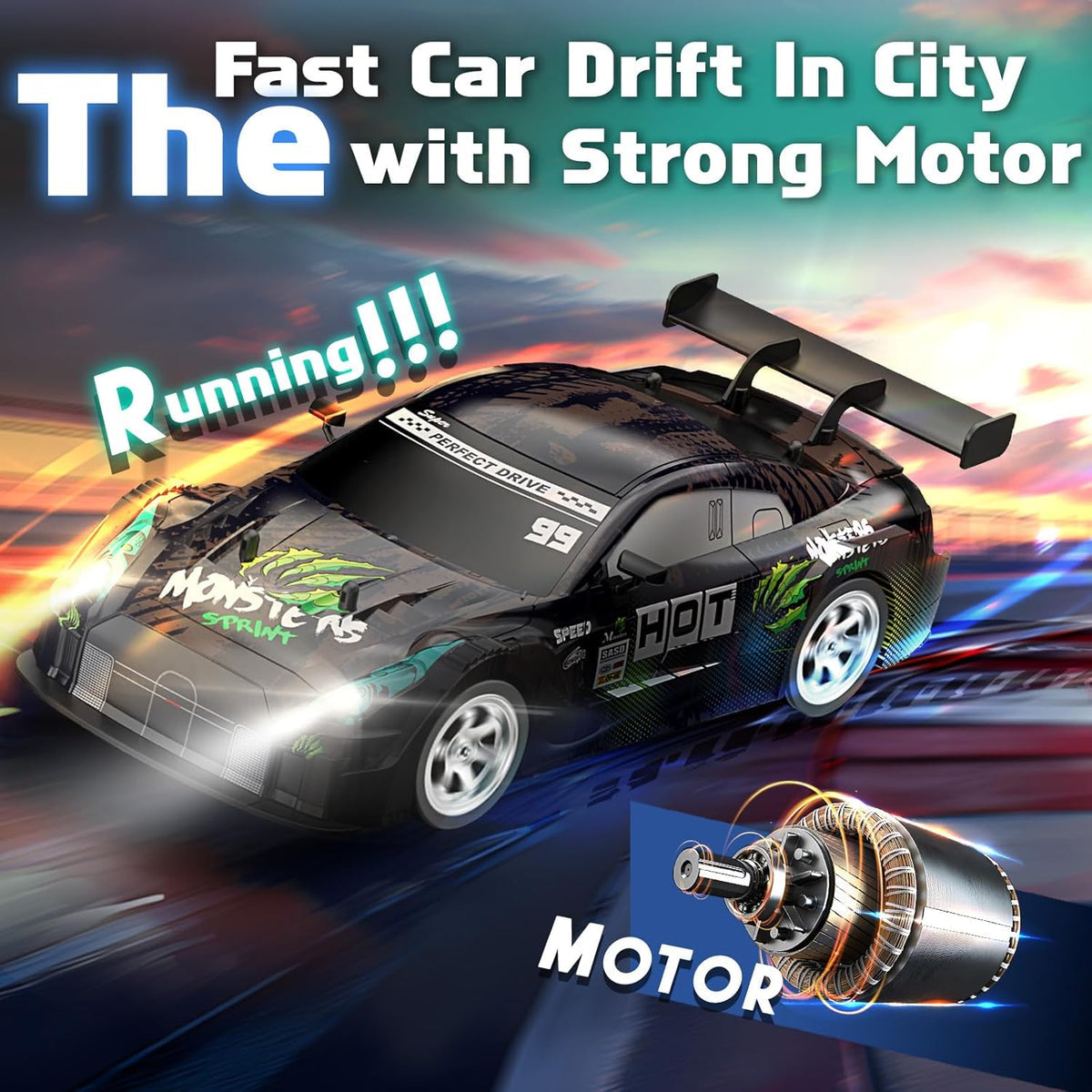 Rally RC Drift Car 2.4GHz, 1/16 Remote Control Car
4WD RC Cars Fast Drifting
Car