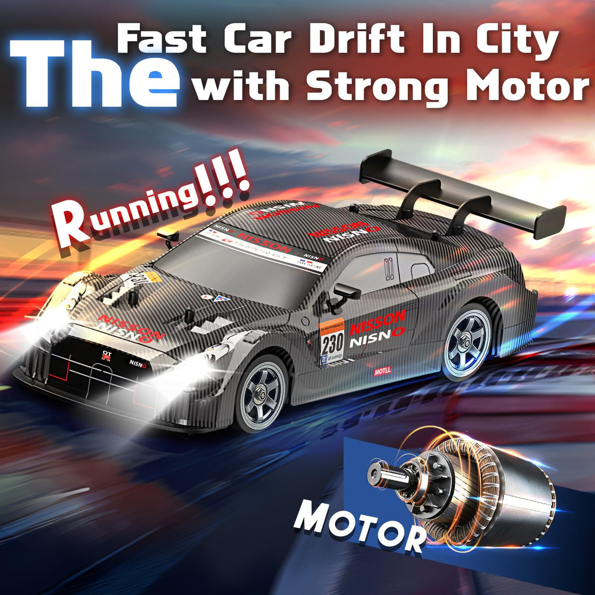 Rally RC Drift Car 2.4GHz, 1/16 Remote Control Car
4WD RC Cars Fast Drifting
Car